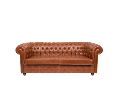 Luxury Brown Chesterfield Three Seater Couch 3-Seater Modern Sofa
